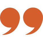 Orange closing quotation marks completing client testimonials and feedback for Uvita Law Firm attorneys in Costa Rica