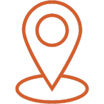 Orange location pin icon representing Uvita Law Firm office in Costa Rica serving real estate and immigration clients
